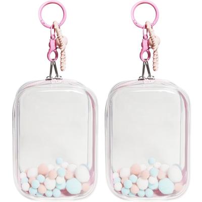 YUYAKESHI Tasche Ita Bag Staubdichte Quadratische Plüschtier Tasche Ausstellungs-Puppen Tasche für 10-13cm Plüschtiere Transparent Doppel Reißverschluss Klar Pompon