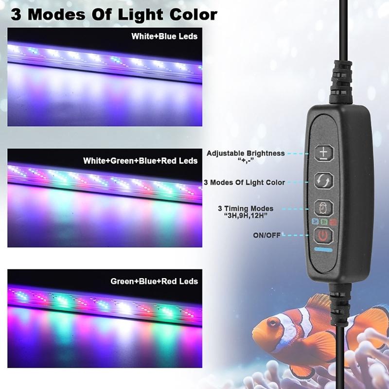 Luce LED per Acquario ad Alta Luminosità a 6 File con Alimentatore USB Design Sottile e Modalità di Luminosità Multiple Decorazioni per Acquario
