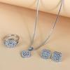 Versatile Jewelry Set: Rhinestone Earrings, Ring, Bride's Three-Piece Fashion Set