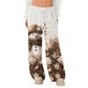 Women's Fleece Wide Leg  Elastic Waist Drawstring Loose Pants Drawstring Pajama Pants Sleepwear Trousers