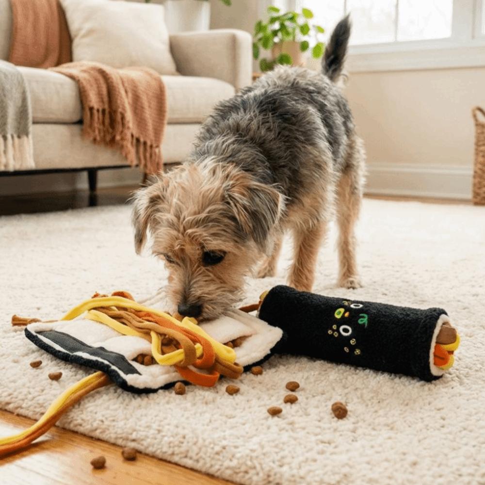 Seaweed Rice Rolls Hidden Food Dog Toy Plush Bite Resistant Dog Squeak Toy Food Leakage Puzzle Feeder Toy Teeth Grinding Bite