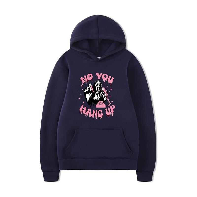 No You Hang Up Halloween with Heart Prints Hoodies Men Long Sleeve Sweatshirts Women Harajuku Streetwear Pullovers Sudaderas