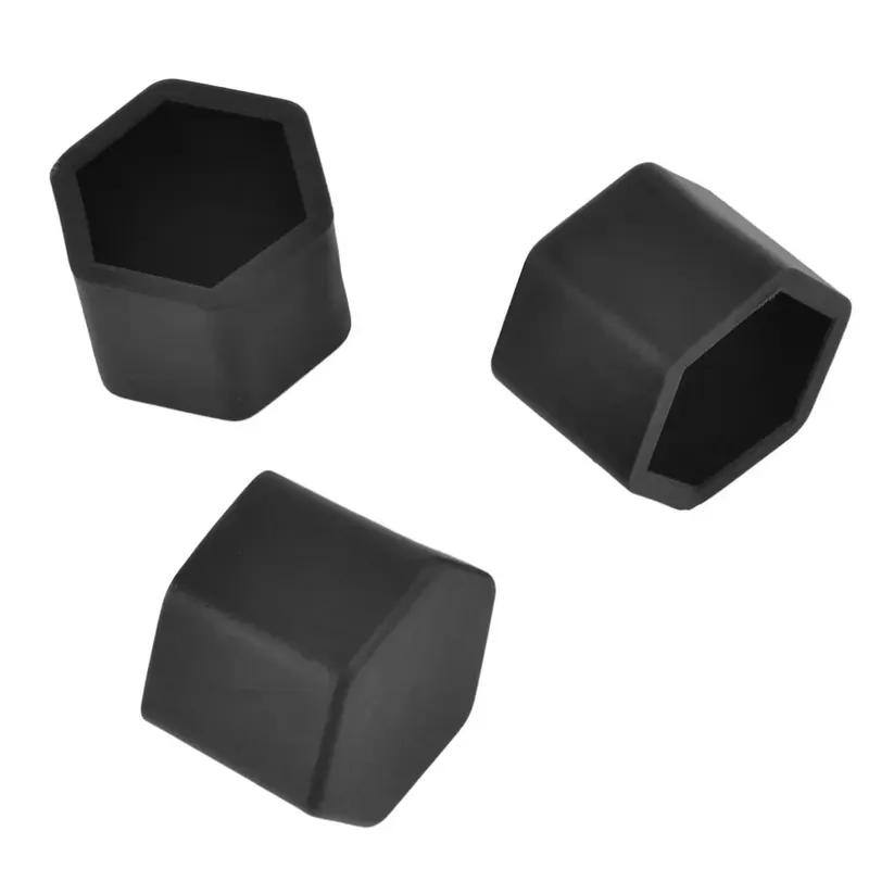 20Pcs/Set 19/21mm 19# 21# Silicone Hollow Hexagonal Screw Cover Car Wheel Hub Caps Tires Exterior Decoration Protecting Black