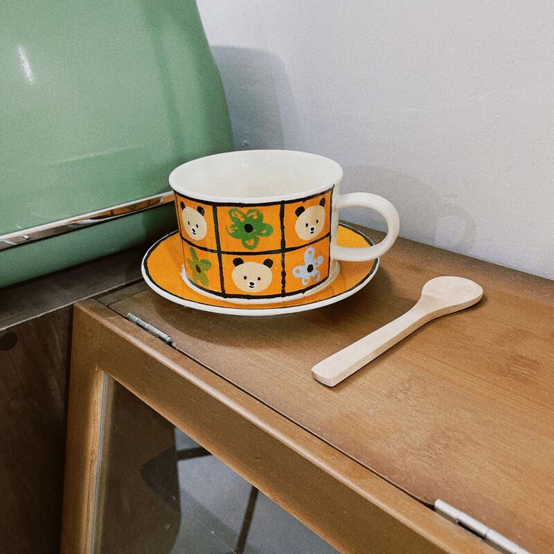 Korean Ceramic Coffee Mug & Saucer Set