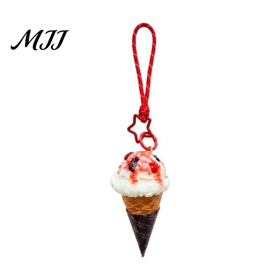 Ice Cream Cone Keychain Pendant, Bag Charm with Braided Lanyard, Backpacks Hanging Accessory Lightweight