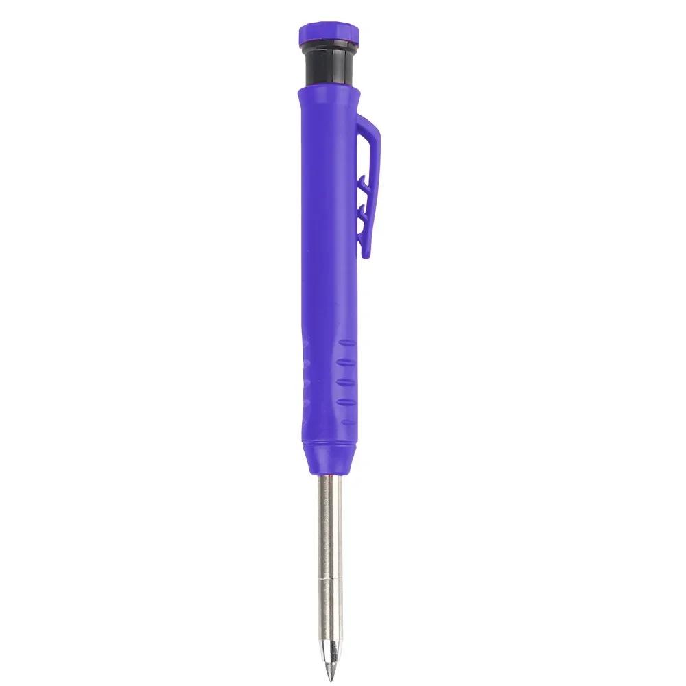 Solid Mechanical Pencil Tools Carpentry Scriber Built-in Sharpener with 6 Pen Refills Deep Hole for Woodworking Architect