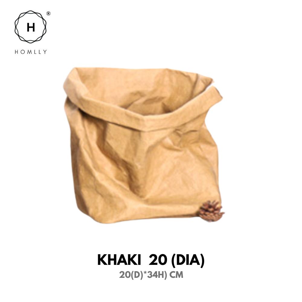 Homlly Sunii Multi Purpose Washable Reusable Kraft Paper Bag for Storage Basket, Flowerpot, Organizer
