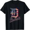 Detroit American Flag Old English D T-Shirt