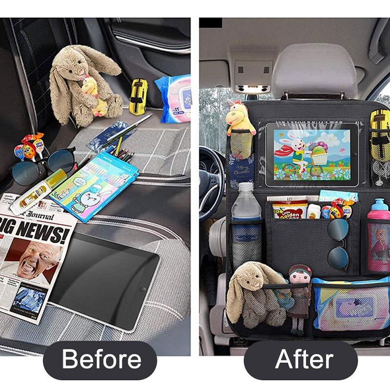 2PCS Kick Mats Back Seat Protectors Storage Organizer Pocket Universal Black
