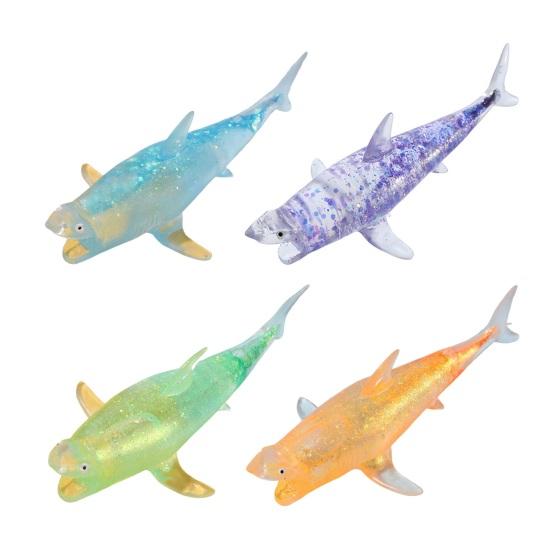 Glitzer-Hai-Quetschspielzeug Langsamer Rückprall Stressabbau Klares Meerestier Sensorisches Spielzeug