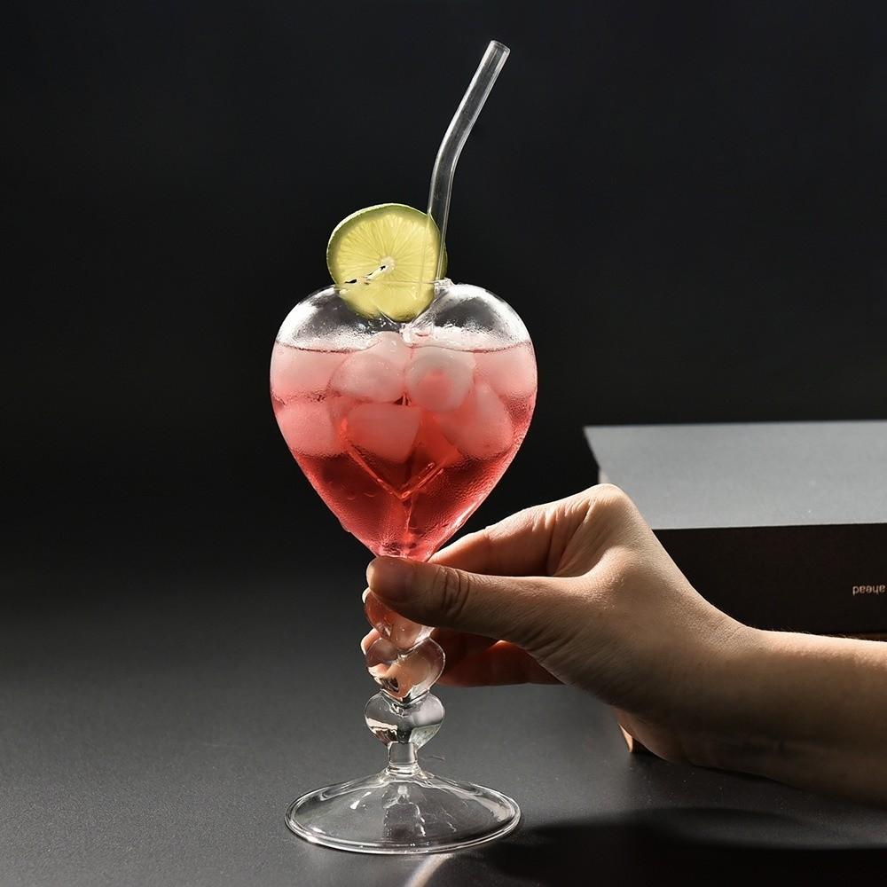 Transparent Heart Shaped Glass Large Capacity Juice Drink Glass Unique Cocktail Glasses Pub