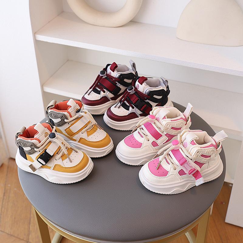 Autumn Winter Kids Sports Shoes Boys Girls High Top Casual Sneakers Baby Non Slip Breathable Running Shoes