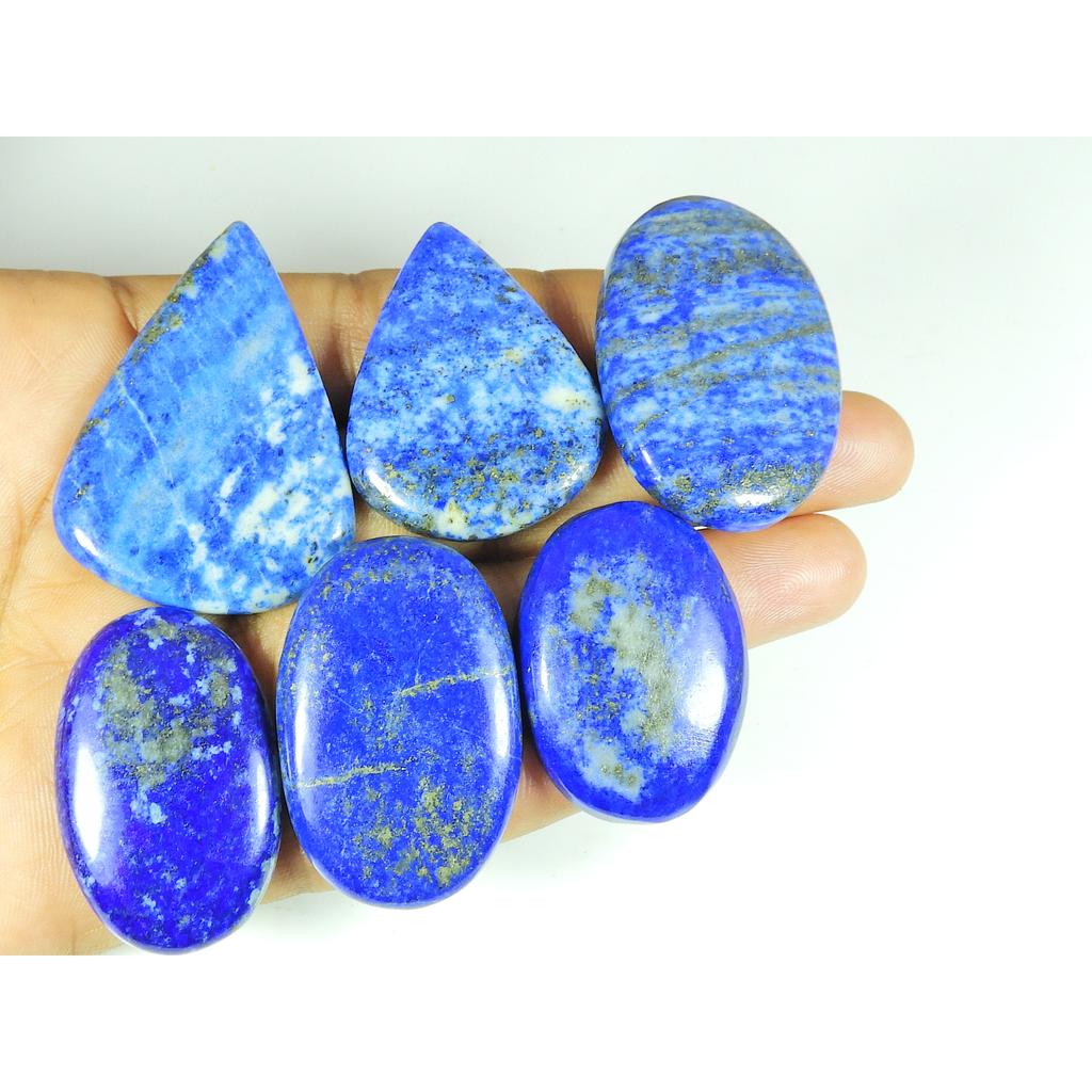 33-40MM Blue Lapis Lazuli Mix Cabochon Loose Gemstone 7Pcs Lot for Jewelry SY-441