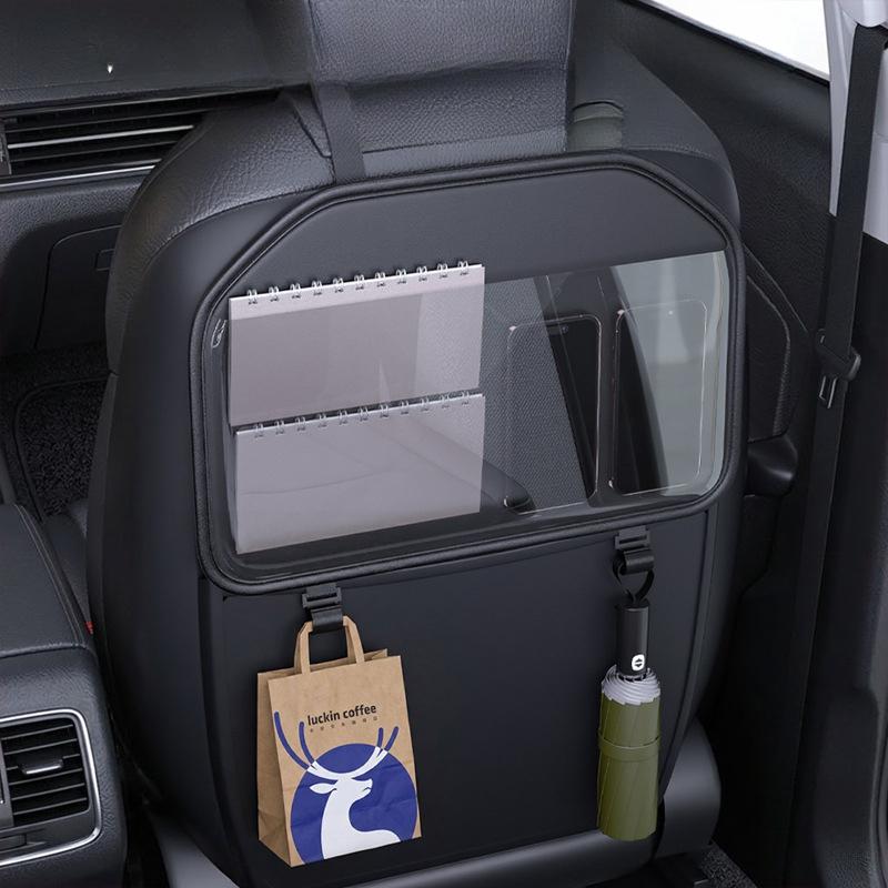 Car Seat Back Hanging Ipad Storage Bag Leather Auto Rear Seat Phone Pocket With Hooks Holder For Kids Interior Accessories