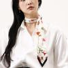 ONSZ White Floral Silk Twilly Scarf