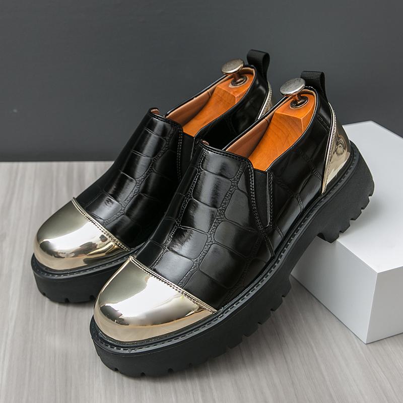 Fashion New Men Fashionable Loafers Men One-foot Thick-soled Anti-slip Height-increasing Leather Shoes British Business Shoes Size 38-46