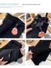 S35 Women's High-Waisted Slimming Wide-Leg Fleece Denim Pants - Black-Gray.