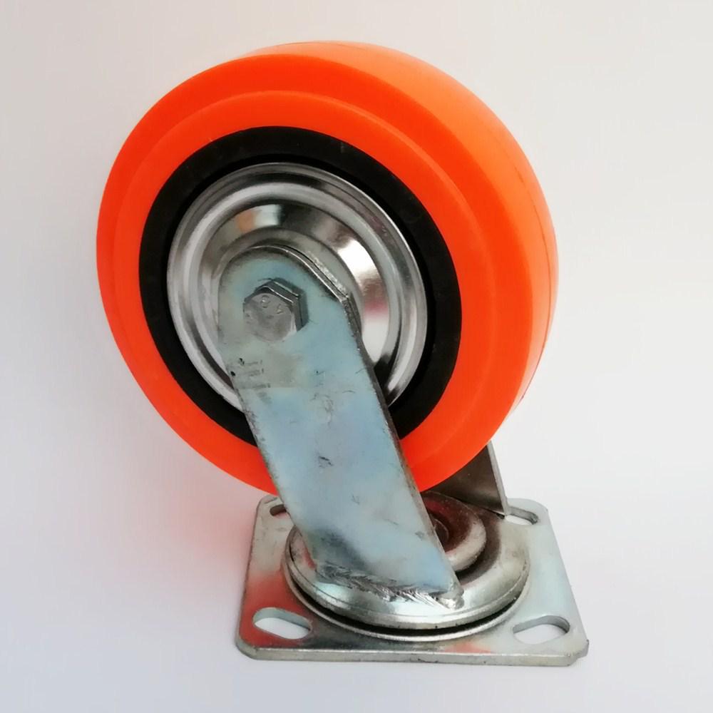 Heavy-Duty Yellow Polyurethane Swivel Caster Wheel with Anti-Winding Design for Industrial Use