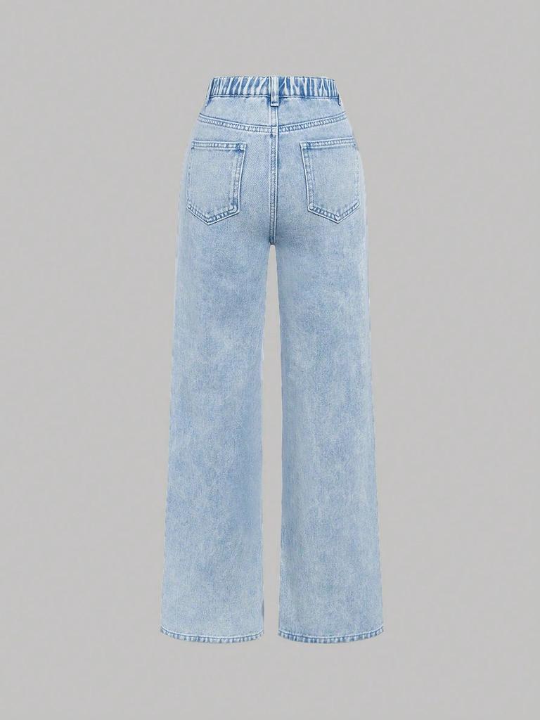 Big Kids Graffiti Wide-Leg Retro Streetwear Jeans