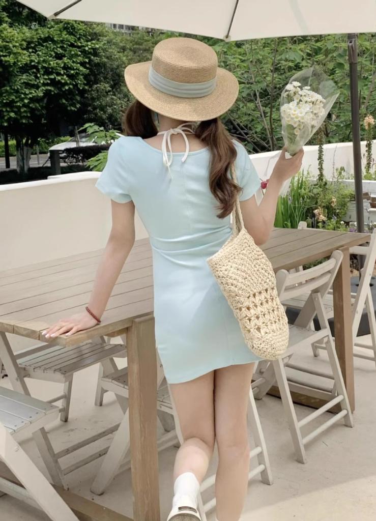 Pure desire to close the waist, slim and thin, dopamine hottie short skirt, college style fake two-piece hip-wrapped dress, children's summer