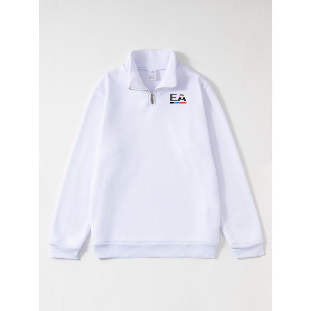 Men'S Crew Neck Half-Zip Casual Sweatshirt | Geometric-patterned, Slight Stretch Fabric, Loose Fit for Autumn and Winter