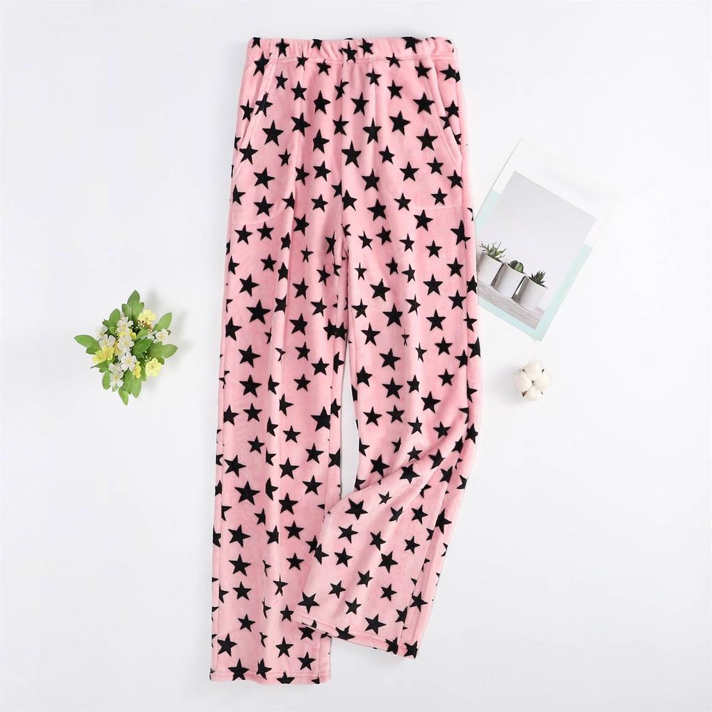 Women's Star Plaid Pajama Pants with Two Pockets, Soft Cozy Sleep Bottoms