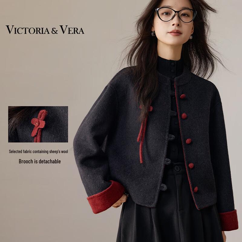 

VICTORIA&VERA Женское ретро пальто из смесовой шерсти в китайском стиле M