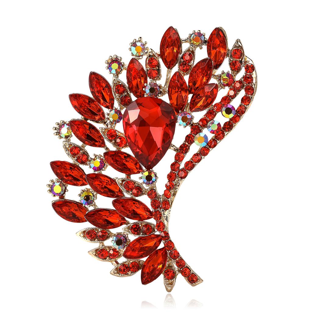 Legering Strass Stor Glas Brosch High-End Retro Dam Sjal Kofta Korsage Smycke Nål
