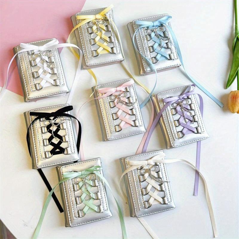 Silver Sweet Wallets for Women Y2k Strap-on Designer Original Fashion Short Coin Purse Korean Style Casual Cute Wallet Purse