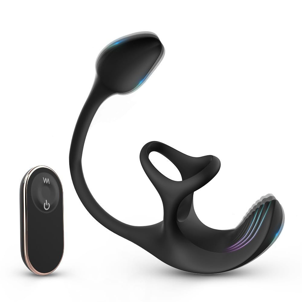 Remote Controll Anal Sex Toy, Male Prostate Massager, Anal Vibrator with Penis Ring, Anal Plug with 9 Vibration Modes, Couples' Sex Toy
