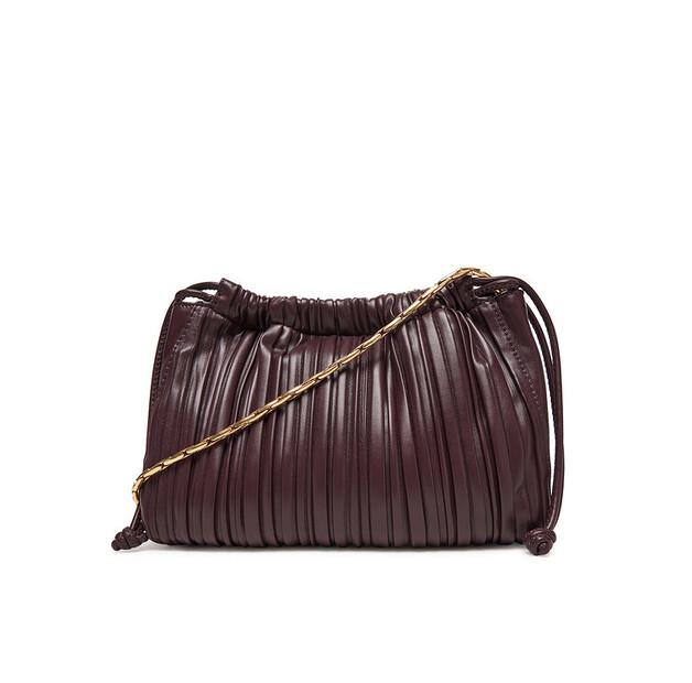 Handbag Calvin Klein Plisse Drawstring Bag LV04F3076G Burgundy