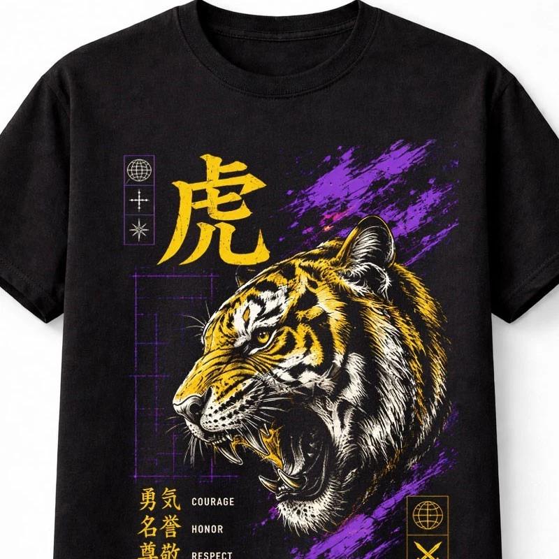 Tiger Courage Honor Respect Warrior Graphic Unisex TShirt S