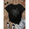 Lässiges kurzärmeliges Damen-T-Shirt mit Spinnenmuster, Sommer-Rundhals-Kurzarm-T-Shirt, Baumwolle Übergröße Harajuku T-Shirt