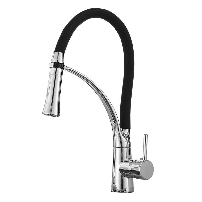 Black Sink Faucet Swivel Pull Down Kitchen Faucet Sink Tap Mounted Deck Bathroom Mounted Silicone bending Hot and Cold Mixer