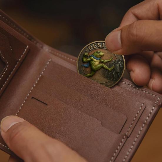 Yousheng Portland Frog Coin Frog Wearing Blue Scarf Metal Coin Collectible Inspirational Resist Engraved Challenge Coin Gift for Inspiration Support