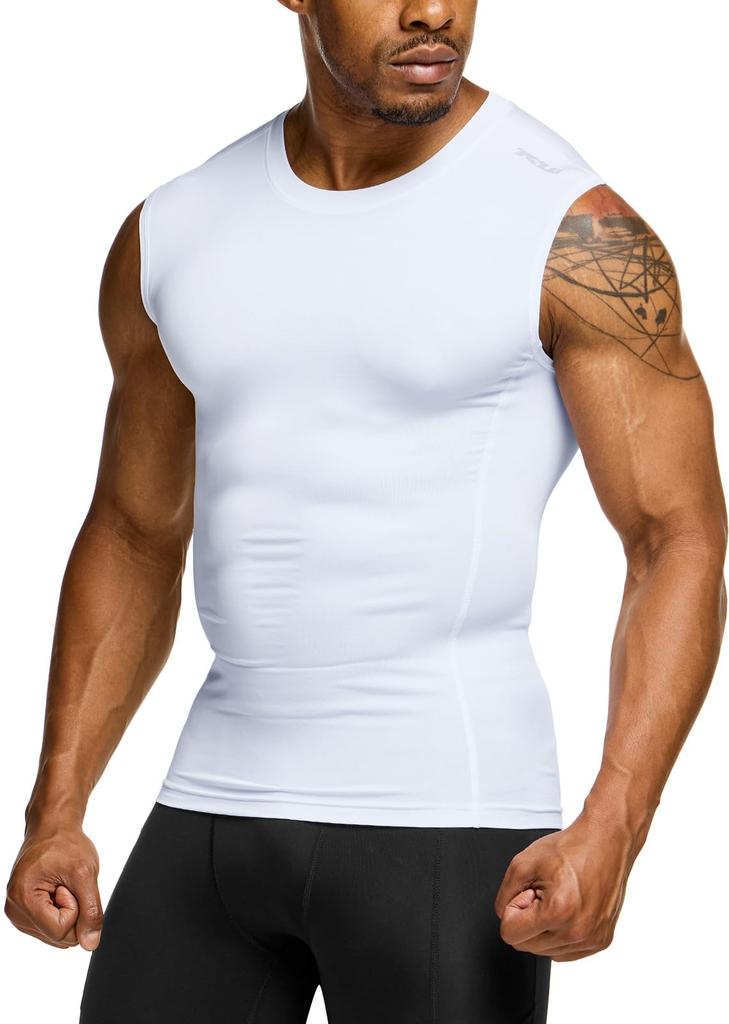Tesla Sleeveless Sports UV Tank Compression Compression Wear for Base Compression Shirt Men's Undershirt, Protection, Sweat-Wicking, Quick-Drying,