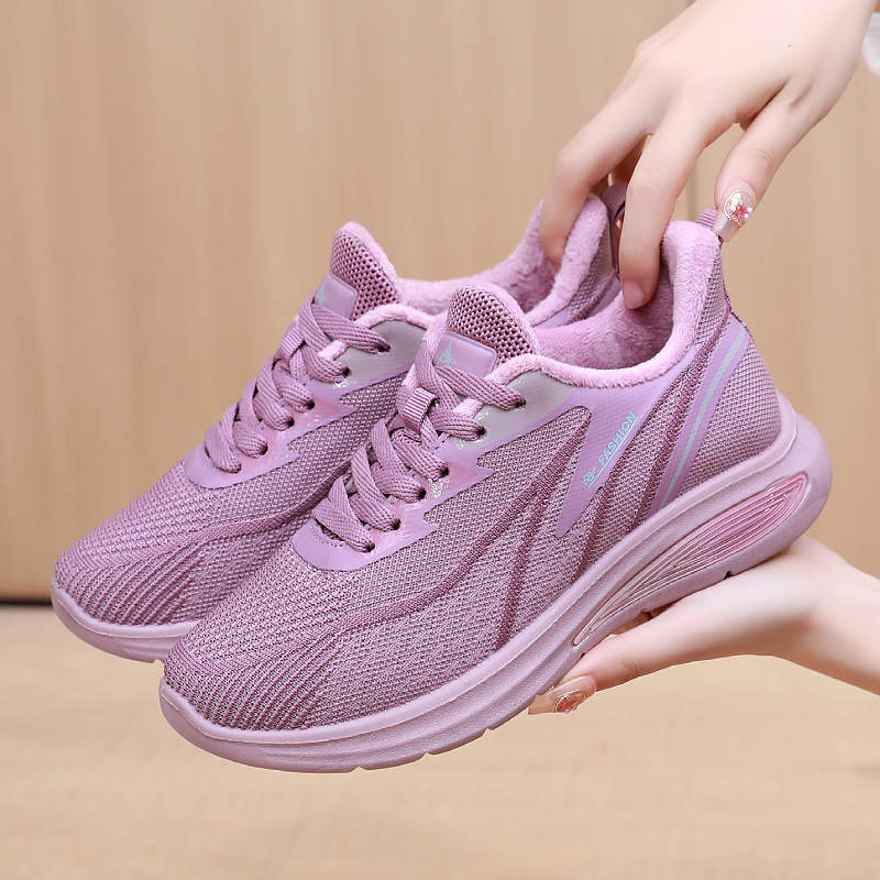 Chaussures de Marche Respirantes et Chaudes pour Sports d'Hiver pour Femmes avec Semelles Souples et Antidérapantes Chaussures en Coton d'Automne et d'Hiver