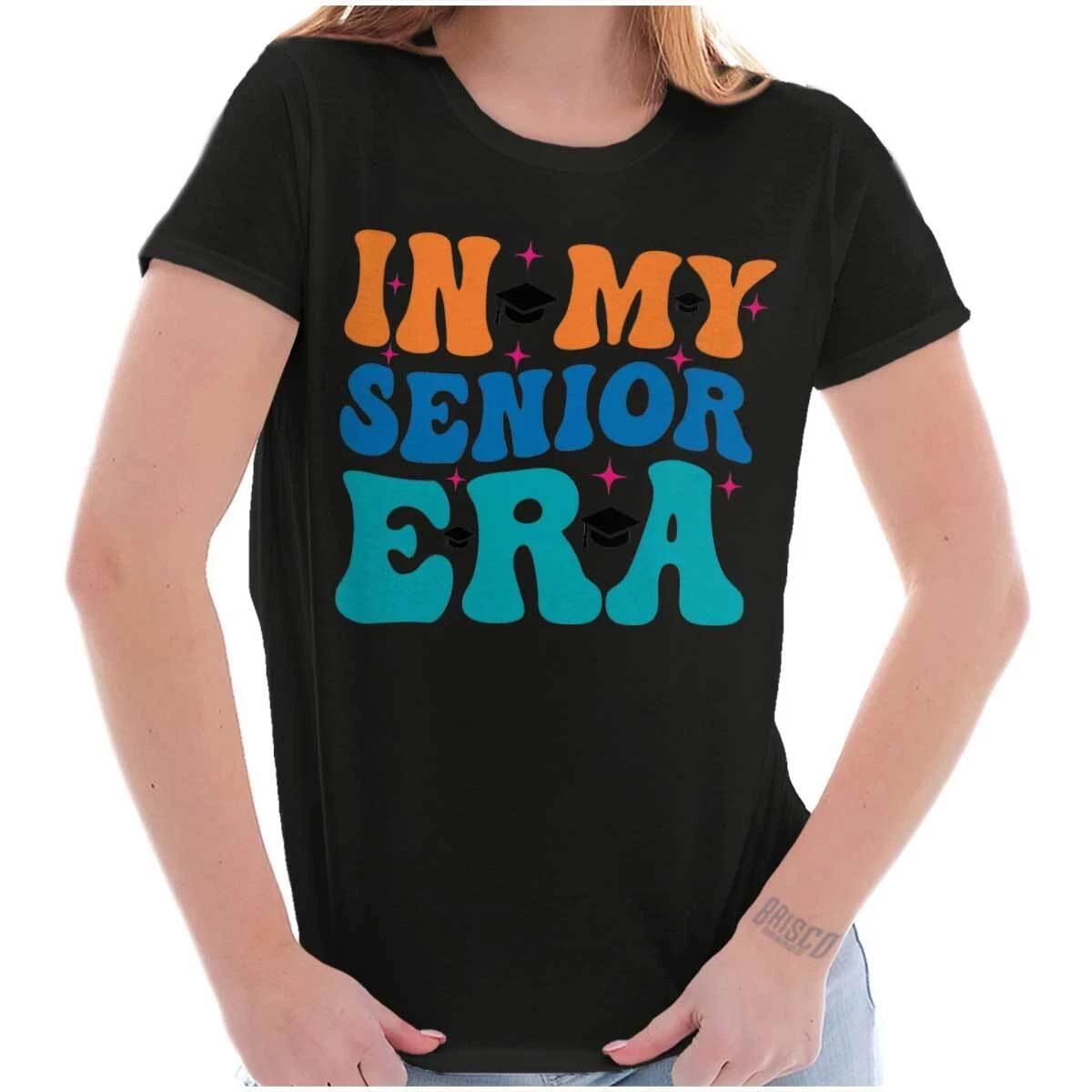 Cool Groovy In My Senior Era Graduation Cap Graphic T Shirts for Women T-Shirts M