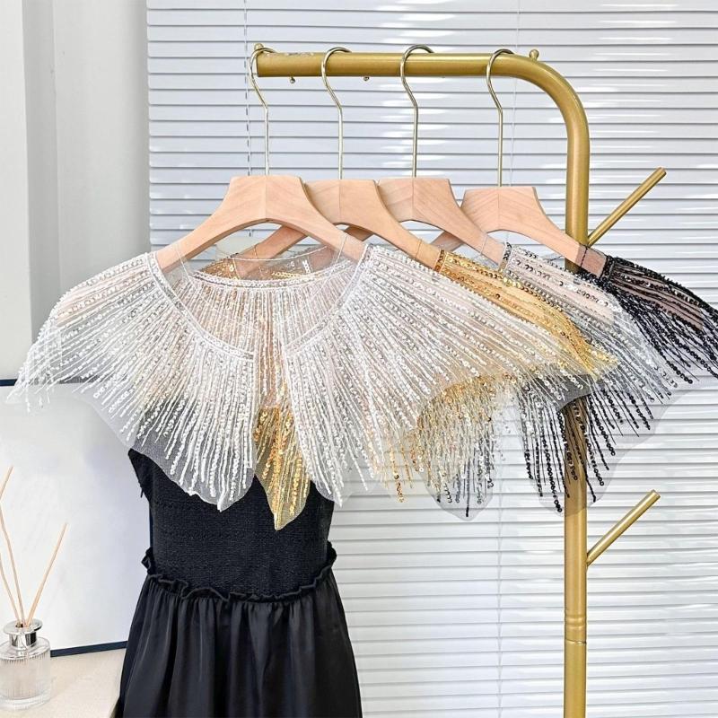 Eye-Catching Sequins Collar Appliques for Clothes Dress Sewing Patches DIY Lapel Wedding Dress Decors Accessories