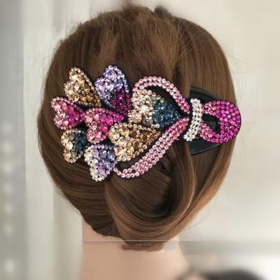 Chignon Pince à bec de canard Strass Couvre-chef Épingle à cheveux Pince à bec de canard Banquet