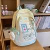 Cute Puppy Letter Embroidery And Strap Design Student Backpack With Pendant
