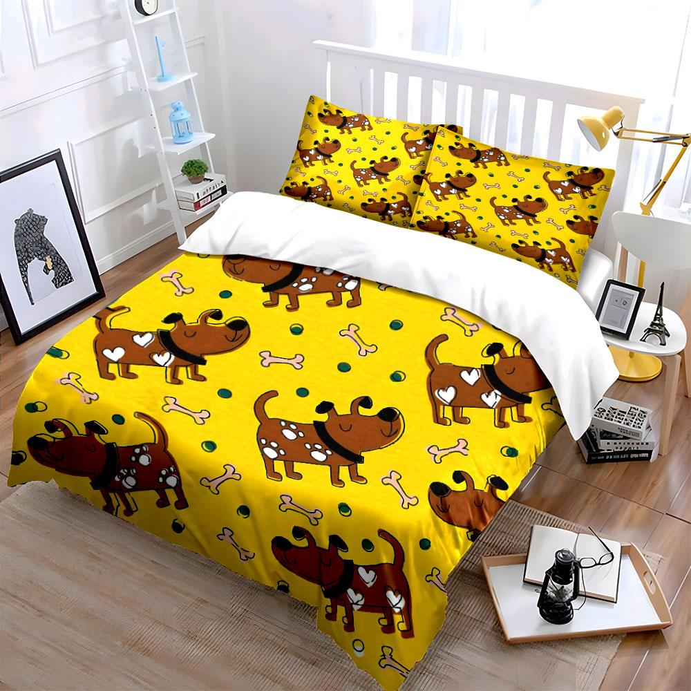 Dog Print Three-Piece Set Multiple Sizes Kid'S And Adults' Bedroom Exquisite 3Pc Bedding Set, Gift
