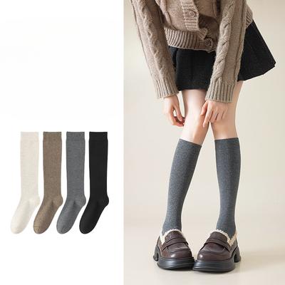 Damen Herbst und Winter Warme Einfarbige Beine Zeigen Dünne Druck Wade Baumwollsocken