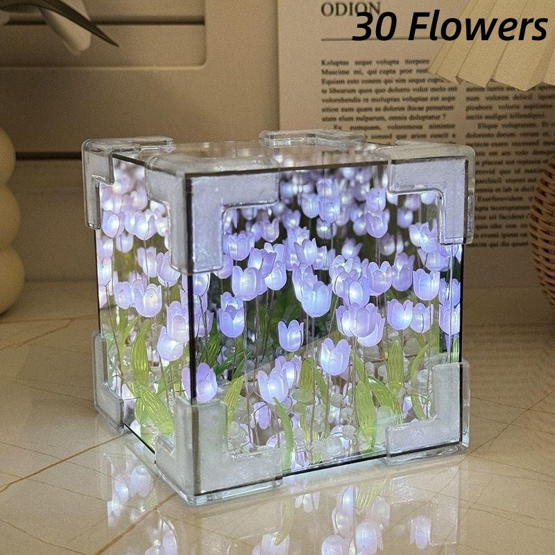 Lumină de noapte Marea Florilor de Lalele Lucrată Manual DIY Pachet Material Lampă Lalea Oglindă Tridimensională Decorațiune Creativă Ornament Ornament Cadou Cuplu Student