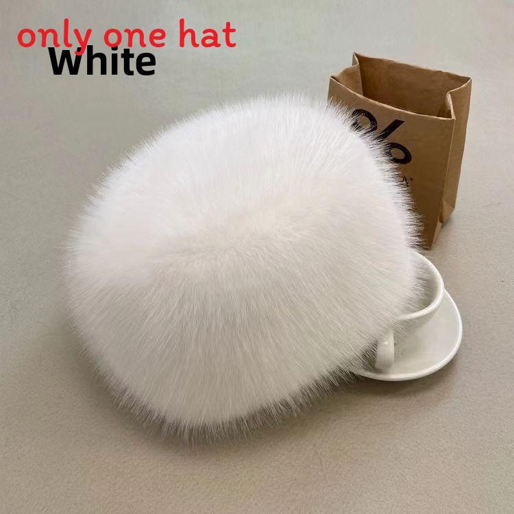 

Solid Color Hat Autumn Plush Insulated Round Top For Fashion And Function белый