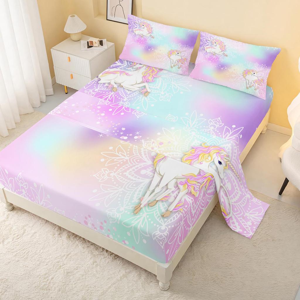 Ocean Turtle Unicorn Pattern Sheet Four-piece Bedding Set Bedroom Dormitory Bedding Decoration