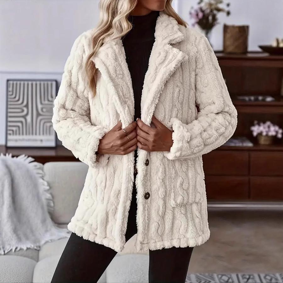 

Ready Stock Women s Plush Outerwear Elegant Casual Warm Single-Row Button Jacket L