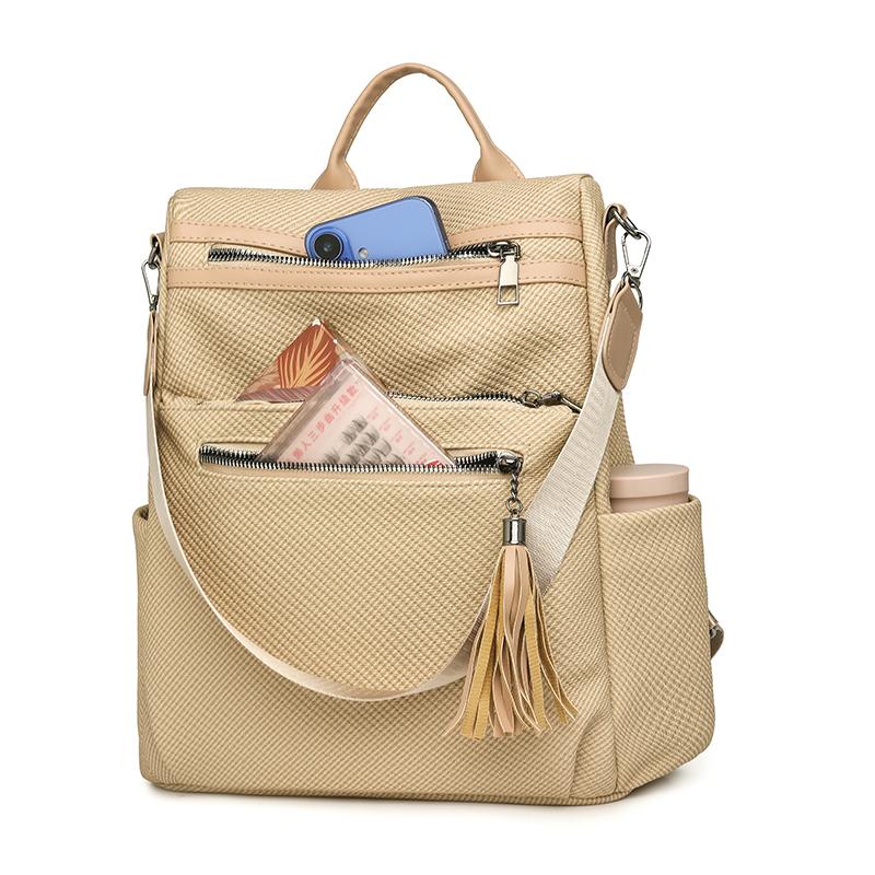 Women's Multi-Function Shoulder Bag Tassel Backpack