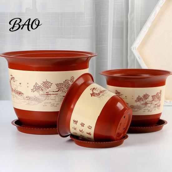 Vaso da Giardino Durevole per Balcone Paesaggistico in Plastica per Fiori Piante Grandi con Fori di Drenaggio & Sottovaso, Fioriera Resistente al Gelo Uso Stagione Intera