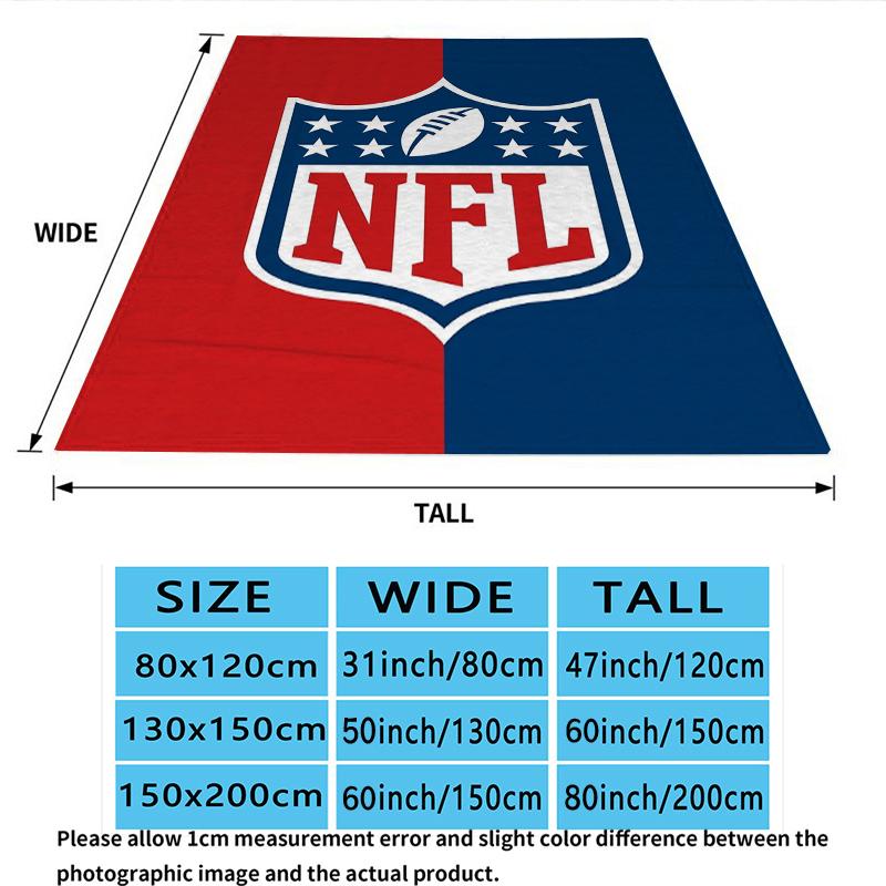 National Football League Print Flannel Blanket, High Quality Comfortable for All Seasons, Home Decor, Warmth and Comfort, Perfect for Christmas Gifts
